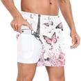 thumbnail image 2 of joogoo Men's Eiffel Tower Butterflies Swim Trunks with Liner Pocket Beach Shorts X-Large, 2 of 9