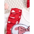 thumbnail image 6 of Suealasg Newborn Baby Girls Easter Outfits Heart Print Bunny Patchwork Short Sleeve Romper Dress with Cute Infant 2Pcs Newborn 1st Birthday Clothes, 6 of 9
