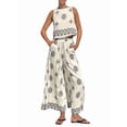 thumbnail image 1 of Ensemble 2 Pcs d'Été Boho Floral Y2k pour Femmes Débardeurs et Pantalons Larges Blanc m, 1 of 7