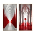 thumbnail image 2 of Designart "Path to Dreams Red and White" Abstract Landscape Framed Wall Art Set Of 2 - Modern Red Frame Gallery Set For Office Decor, 2 of 6