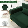 thumbnail image 3 of 85.63'' Mid-Century Modern Green Velvet Sofa Couch with Metal Gold Legs, 3 Seater Tufted Loveseat Couches with 2 Lumbar Pillows for Living Room and Apartment, 3 of 8