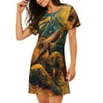 thumbnail image 2 of Easygdp Starry Night Guitar Turtle Camisón de manga corta para mujer, informal, estampado, 2 of 6