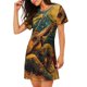 thumbnail image 2 of Balery Starry Night Guitar Turtle Camisón de manga corta con cuello redondo para mujer, cómodo y elegante., 2 of 6