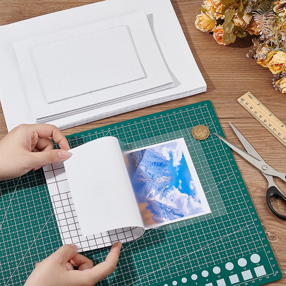 65 Sheets A4/A5/A6 PET Laminating Sheets Self-Adhesive Glossy Cold Laminating Film Waterproof Laminate Sticker for Photo Poster Documents