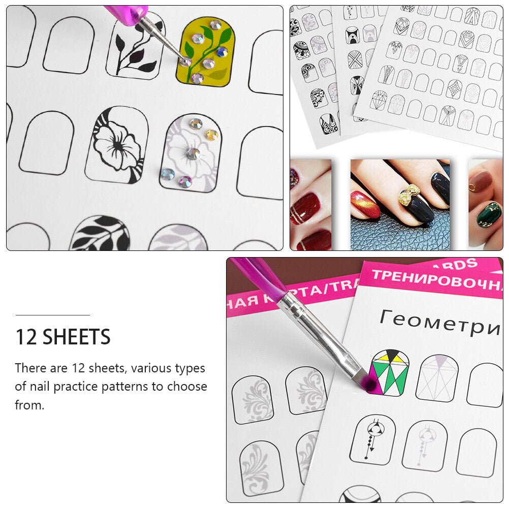 Practice template ALL 6 LONG & XL shapes - DIGITAL Download - Print your  own nail art practice sheets!
