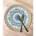 thumbnail image 4 of Fennco Styles Eclectic Mandala Water Hyacinth Edge Placemats 13" Round, Set of 4 - Multicolor Green Floral Heat Resistant Insulation Table Mats for Home, Boho Décor, Dining Table, Banquets, Holidays, 4 of 8