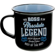 Pavilion Gift Company - Boss Absolute Legend - Ceramic 13-ounce Campfire Mug, Double Sided Coffee Cup, Boss Gifts, Gifts For Boss, Boss Mug, 1 Count (Pack of 1), 3.75” x 5” x 3.5”, Black/Blue