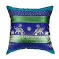 thumbnail image 3 of Royal Blue Thai Elephant Sun Stripes Silk Throw Pillow Cushion Cover Set, 3 of 6