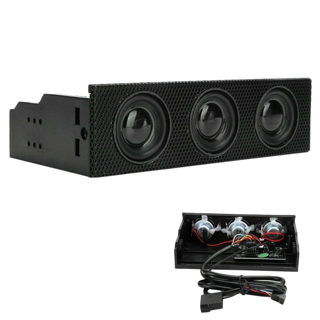 Cergrey Front Panel Speaker,PC Front Panel Speaker Stereo Surround Computer Case Built‑in Mic Loudspeaker 5.25in STW‑9005,Computer Case Speaker