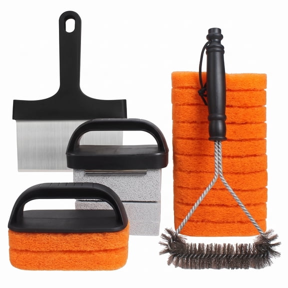 Blackstone Griddle Cleaning Kit (18pc) - Flat Top Grill Scraper & Brick Set | Heavy Duty Rust Remover & Restoration Accessories for BBQ, Camp Chef