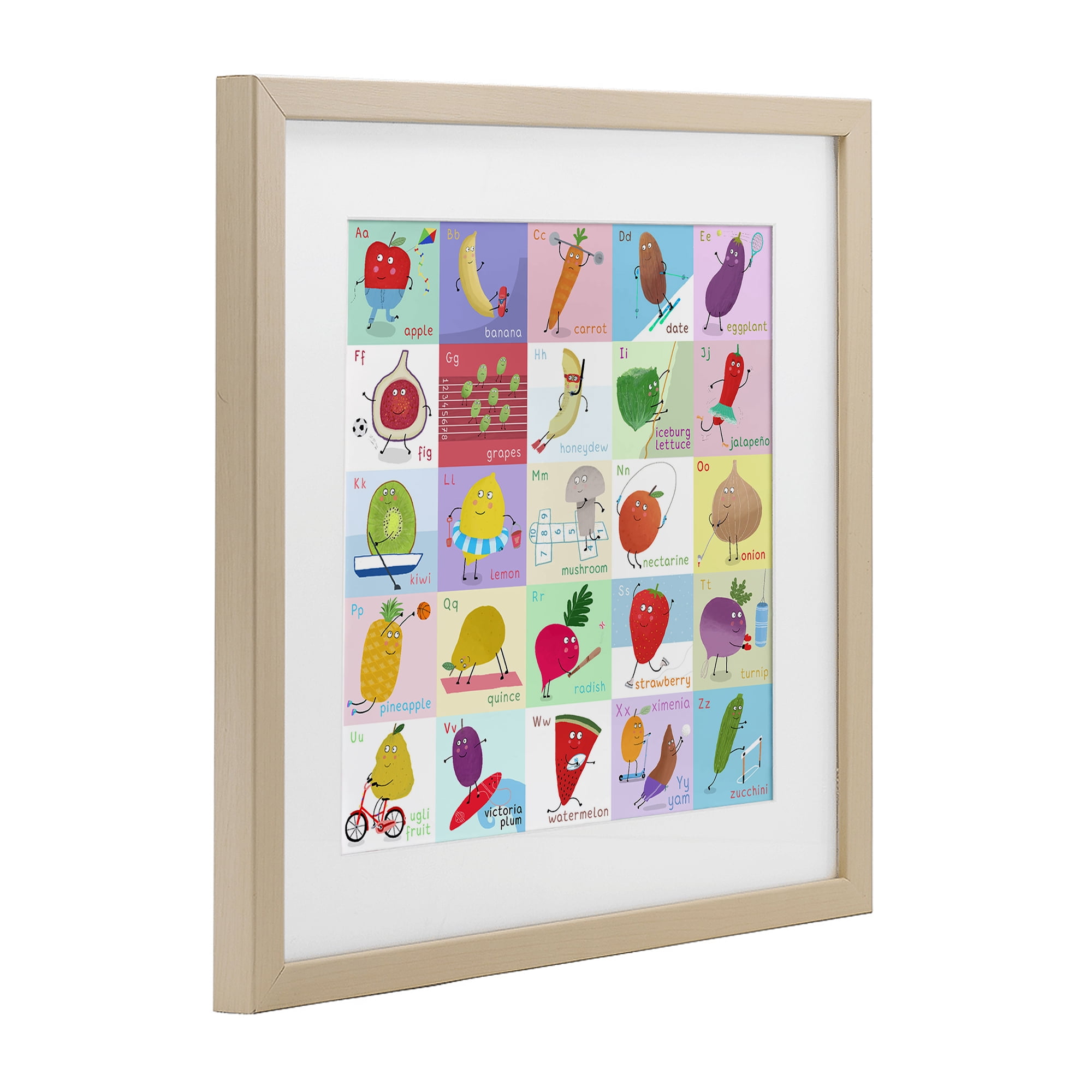 Stupell Industries Sporty Fruit Educational Birch Framed Print Under Glass, design by Carla Daly