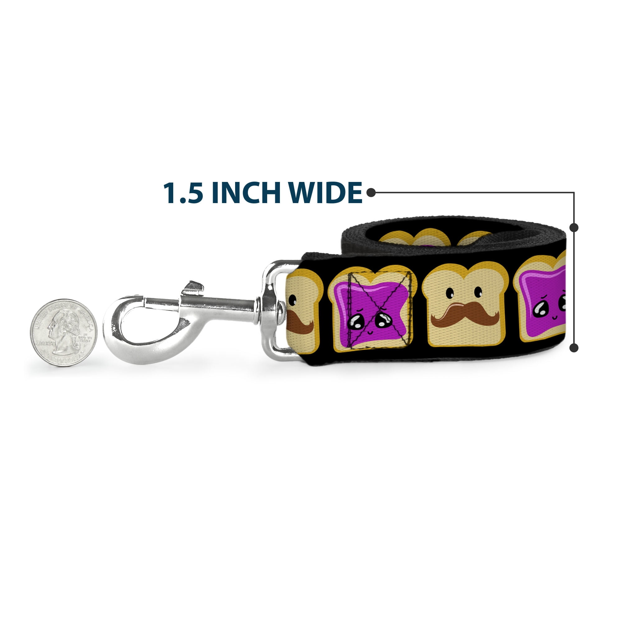 Buckle-Down Pet Leash, Dog Leash, Peanut Butter Mustache Jelly, 6 Feet Long 1.0 Inch Wide