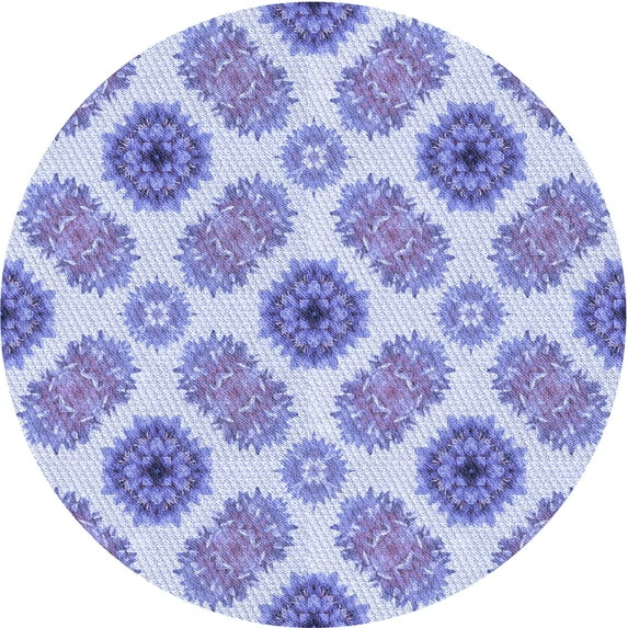 Ahgly Company Machine Washable Indoor Round Transitional Medium Slate Blue Area Rugs, 6' Round