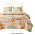 thumbnail image 4 of Benjara Berlin 3 Piece Microfiber Rainbows and Clouds Print Queen Quilt Set, Beige, 4 of 4
