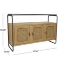 thumbnail image 3 of DecMode 48" x 32" Brown Wooden 3 Door Console Table with Cane Front Doors and Gray Metal Frame, 1-Piece, 3 of 13
