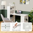 thumbnail image 4 of Patiojoy Bureau d'Ordinateur de 48 Pouces avec Étagère 3-en-1 Bureau de Bureau à Domicile avec Bibliothèque à 4 Niveaux et Support pour CPU Bureau d'Écriture Réversible Gain de Place Blanc, 4 of 10