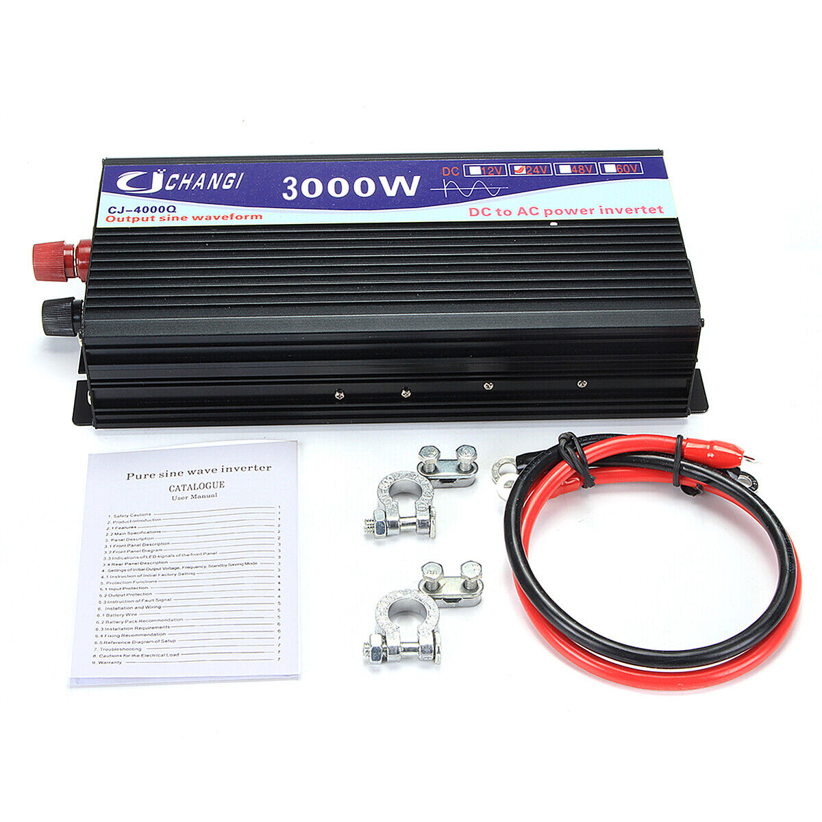 SHANNA Pure Sine Wave Power Inverter 3000W 12V DC to 110V Power Converter with LCD Display