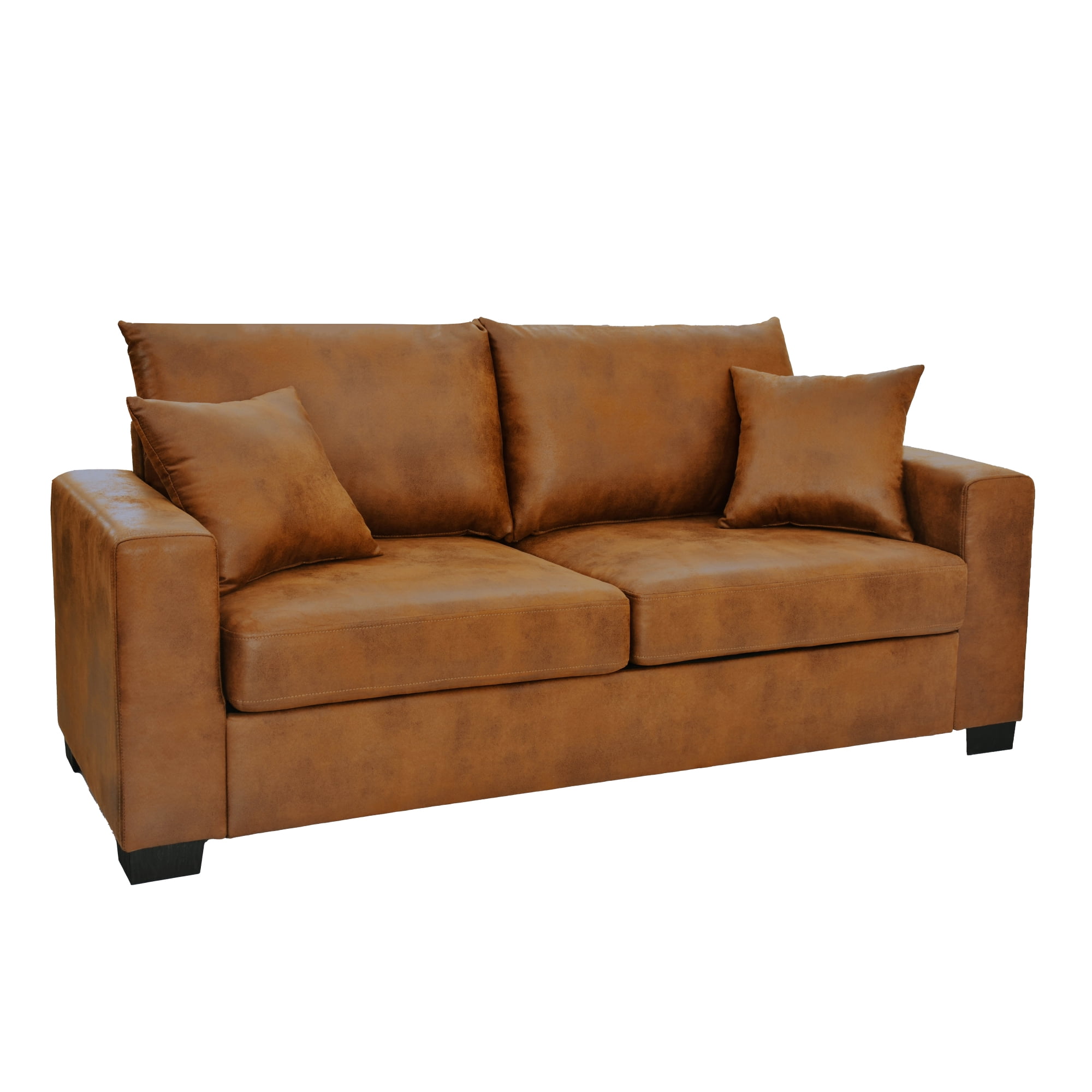 Leumius 69" Sofa for Living Room,Modern 2 Seater Couch for Small Space,Upholstered Loveseat with 2 Throw Pillows,Light Brown