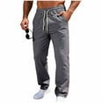 thumbnail image 2 of Fengqque Mens Casual Pants Drawstring Elastic Waist Joggers Sweatpants with Pockets Straight Leg Pants Dark Gray S(S), 2 of 9