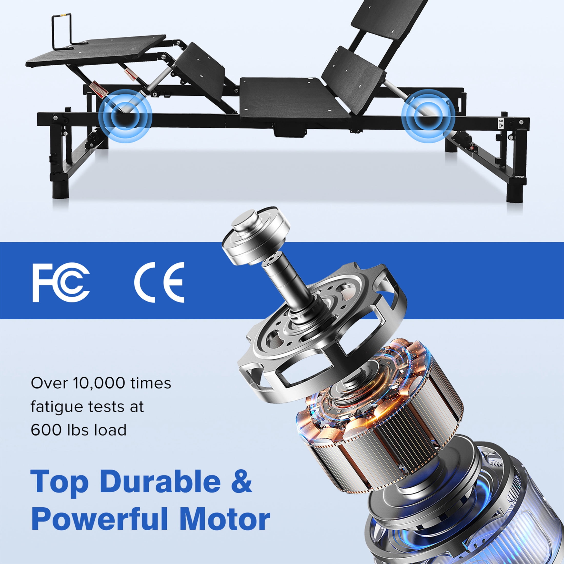 Aukfa Adjustable Bed Frame Base King, Wireless Remote, Quiet Dual OKIN Motor, Segmented Design, Zero Clearance, Zero Gravity, Black