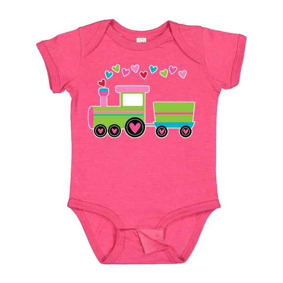 Inktastic Valentine Heart Train Boys or Girls Baby Bodysuit