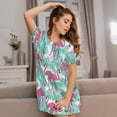 thumbnail image 3 of Easygdp Flamingo Camisón de manga corta para mujer, informal, estampado, 3 of 6