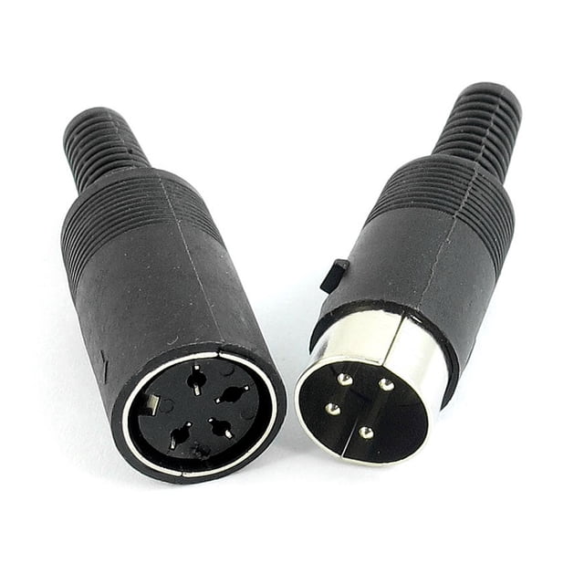 Unique Bargains Pair Black Plastic Male + Female 4-Pin DIN Audio Adapter Connector 6mm Dia