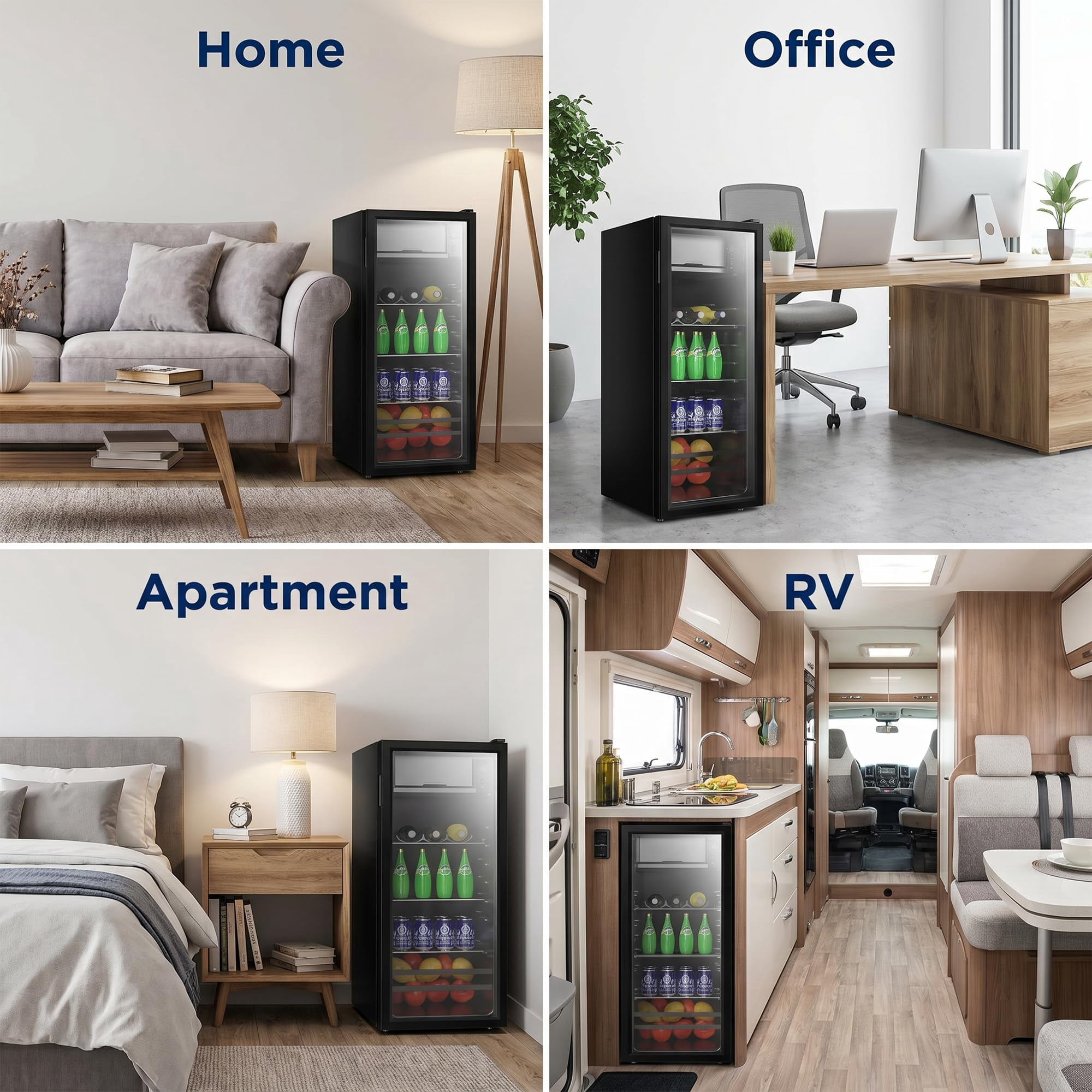 170 Can Beverage Refrigerator Wine Cooler, Digital 7‑Level Temperature Control Mini Fridge 32‑50°F, Humidity Lock Double Tempered Glass Door, Freestanding Drink Cooler for Home Bar Office Dorm
