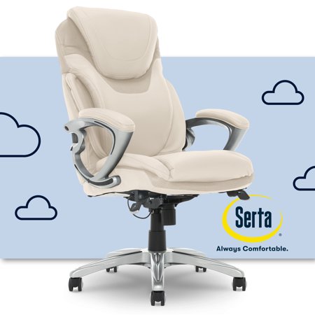UPC: 0887909059762 | Serta Bonded Leather Office Chair with True Wellness AIR Tech  250 lb. Capacity  Cream