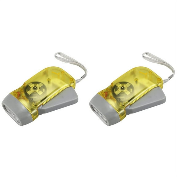2X 3 LED Dynamo Wind Up Flashlight Torch Light Hand Press Crank Camping