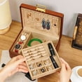 thumbnail image 2 of 2 Layer Solid Wooden Jewelry Box with Lock and Key for Women Men Vintage Velvet Wood Jewelry Organizer Storage for Earrings Rings Necklaces Bracelet Watch, 2 of 7
