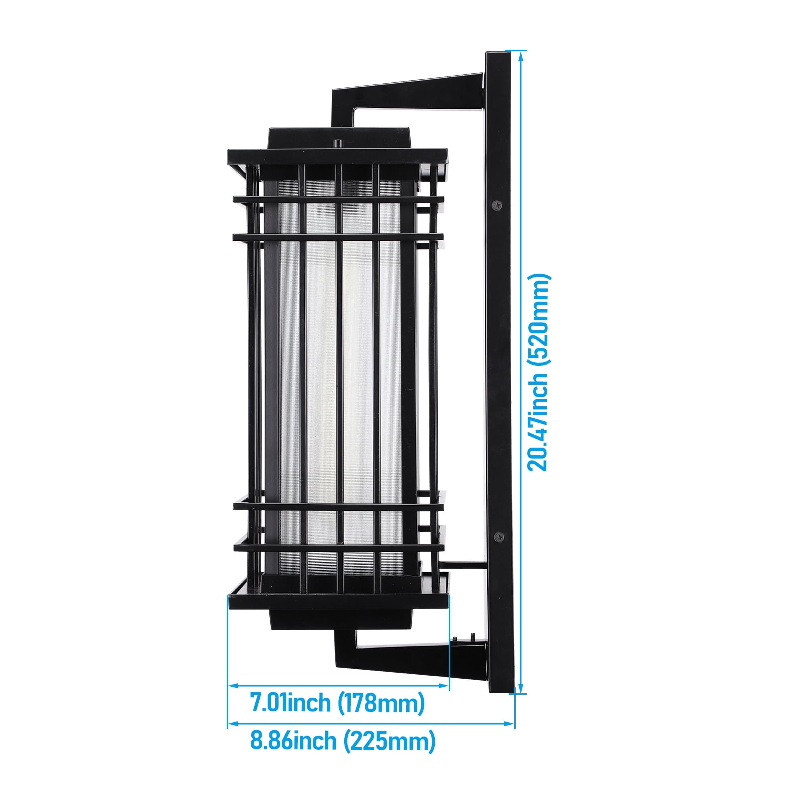 2 Pack Outdoor Glass Wall Sconce, 20 Inch Extra Large Classical Style Wall Lights, E26 Base, Black