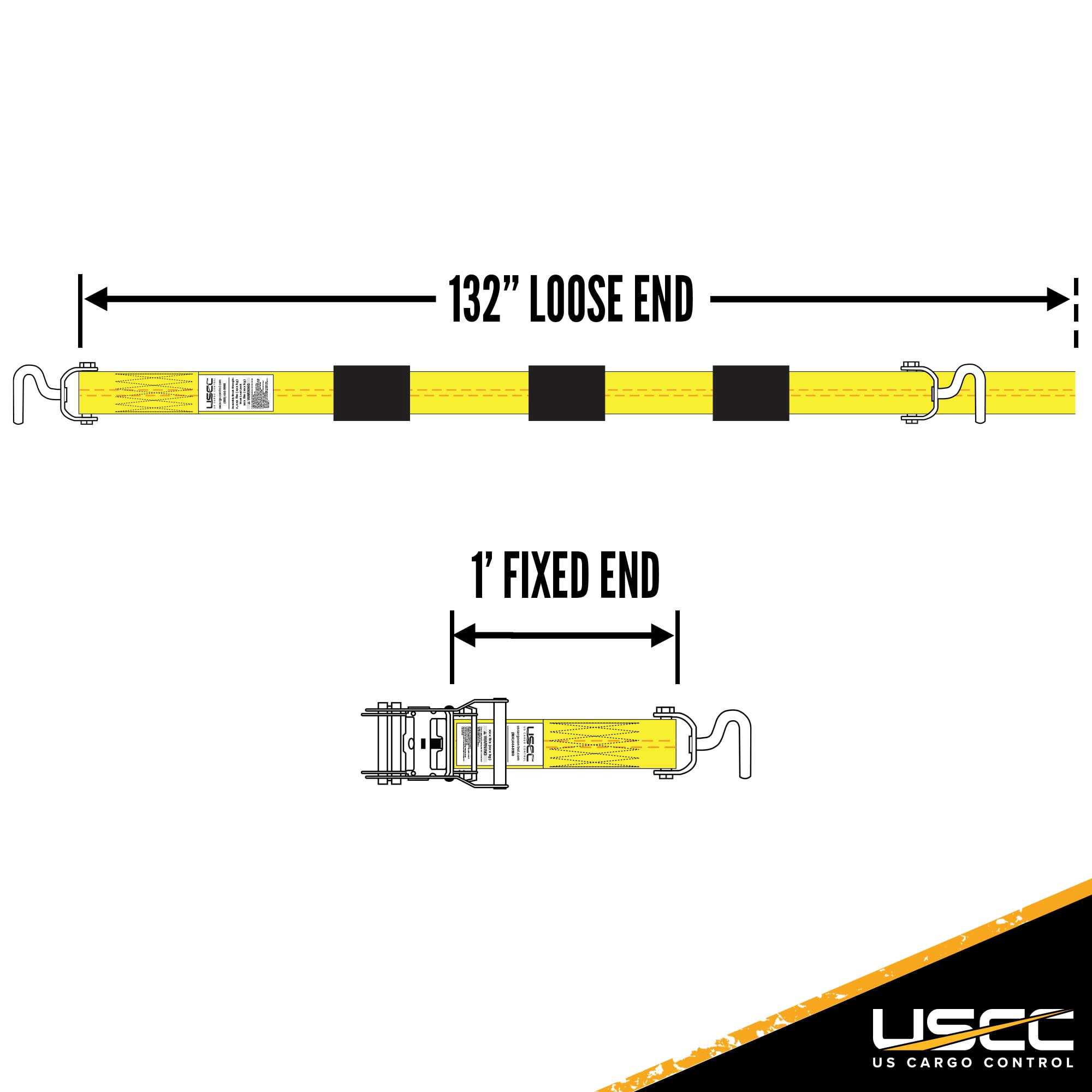 Wheel Strap with 3 Swivel J Hooks w/ 90 degree hook angle, Ratchet,