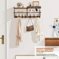 thumbnail image 3 of Coat Rack Wall Mount with Shelf, Pine Two-Tier Wall Shelf Mounted Coat and Key Hanger with 7 Heavy Duty Hooks 4 Key Hooks, Entryway Key Holder with Mail Holder for Bedroom,Living Room (Brown), 3 of 7