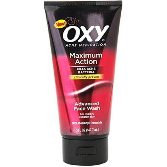 Oxy Acne Medication Face Wash Maximum Action with Maximum Strength 10% Benzoyl Peroxide, 5 FL OZ (Pack of 6)