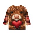 thumbnail image 4 of GA WEIHUA Girls' Shirts Funny 3D Cow Heart Print Tops Summer Crewneck 3/4 Sleeve Tees for Toddler Comfy Printed Casual Blouses Graphic Tees(Multicolor,11 Years), 4 of 4