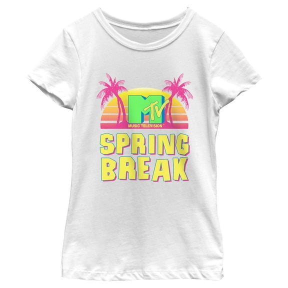 Girl's MTV Retro Spring Break Graphic Tee White Medium