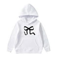 thumbnail image 2 of FAOWME Children Girls Hoodies With Pocket Drawstring Long Sleeved Bow Printed Sweatshirt Comfortable Loose Fit Top For Casual Daily Wear,White,13-14Y, 2 of 7