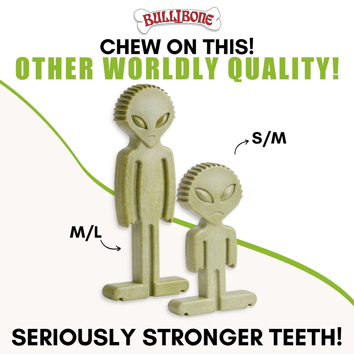 Bullibone Alien Bone Dog Chew Toy, Super Greens photo 5