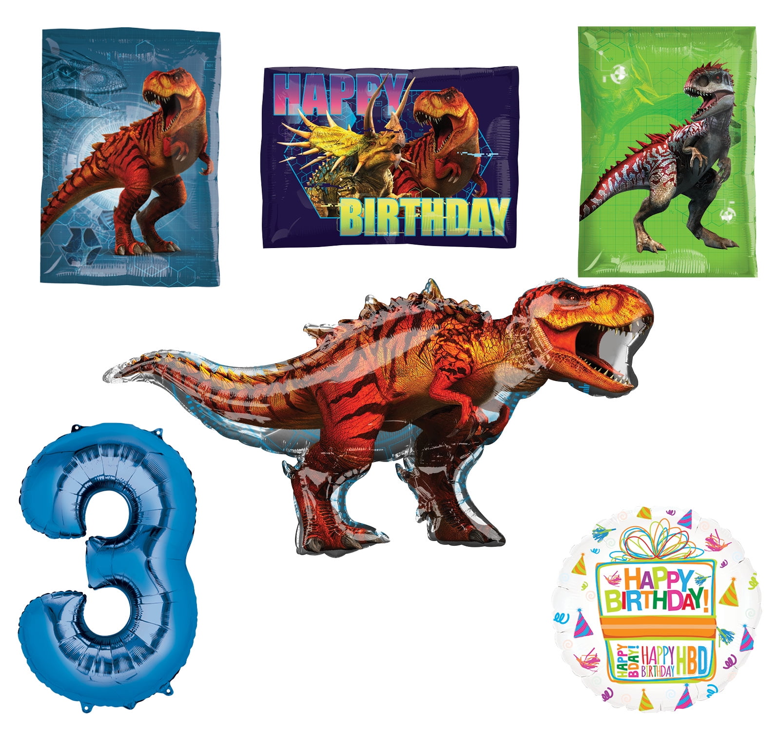 Jurassic World Dinosaur 3rd Birthday Party Supplies and Balloon Decorations 