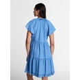 thumbnail image 4 of Time and Tru Women's Tiered Mini Dress with Flutter Sleeves, Sizes XS-XXXL, 4 of 6