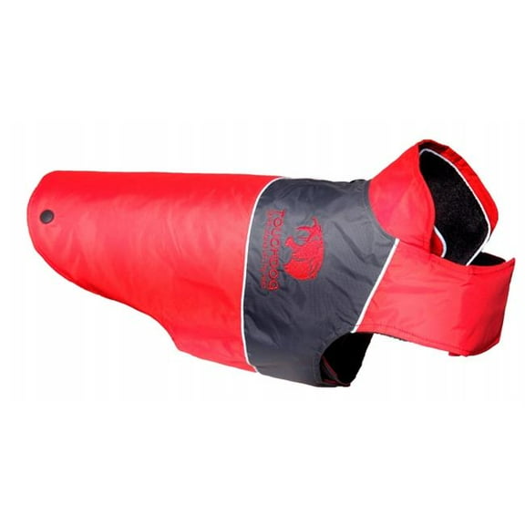 Touchdog Lightening-Shield Waterproof 2-in-1 Convertible Dog Jacket with Blackshark technology- Red - Large