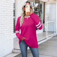 thumbnail image 5 of Womens Long Sleeve Shirts Color Block Casual Crewneck Tops Tshirt Basic Tee Fall Fashion Clothes Trendy Outfits 06-Hot Pink L, 5 of 5