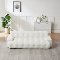 87.4" Cloud Sofa Couch, Oversized 3 Seat Sofa with Button-Tufted Square Arm, Boneless Chenille Comfortable Upholstered Modular Sofa Couches with Deep Seat for Living Room, Apartment, White