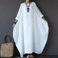 thumbnail image 4 of CHOK Robe Maxi d'Été en Coton et Lin à Manches Courtes pour Femmes, Grande Taille, Décontractée, Col Rond, Ample, Longue, 4 of 5