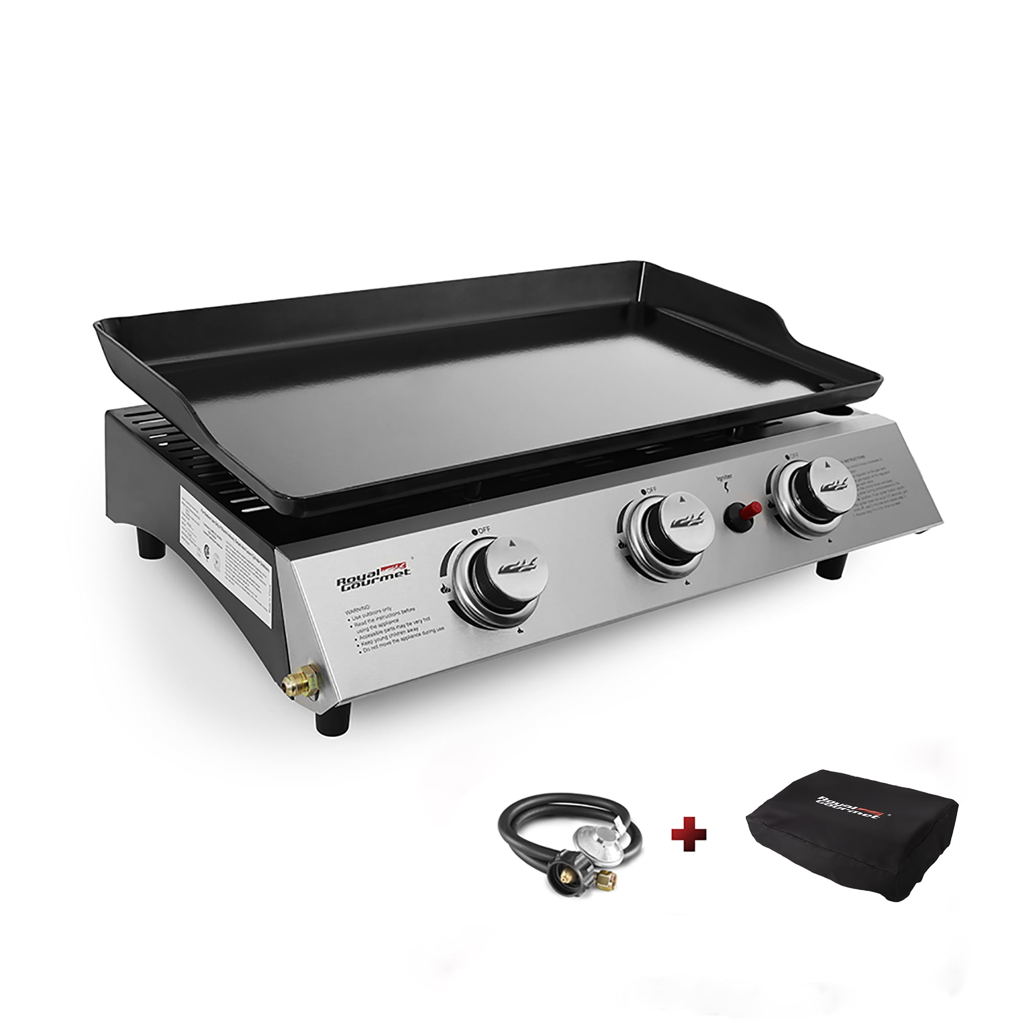Royal Gourmet PD1300 3-Burner 26,400-BTU Portable Gas Grill Griddle, Outdoor Camping, Tailgating
