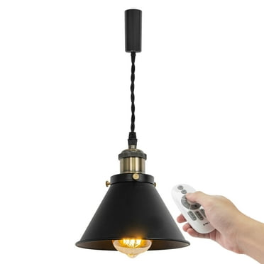 FSLiving Adjustable Wire Length J-Type Track Hanging Light Remote Control Black Metal Pendant Light Fixture with Bronze E26 Base Socket Dimmable&Color Changing&Timing for Bar Kitchen Sink - 1 Pack