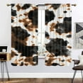 thumbnail image 3 of Cow Print Rod Pocket Blackout Curtains Animal Fur Skin Brown Black Cowhide Thermal Insulating Window Curtain Panels for Bedroom with Rod Pocket W42 x L63 Inch, 3 of 5