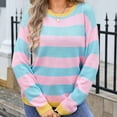 thumbnail image 2 of Sweaters for Women Long Sleeve Knitted Pullover Blouse Tops Casual Crewneck Striped Printed Fall Fashion Sweaters Loose Trendy Winter Clothes Cute Tops Comfy Fall Outfits 2025, 2 of 7