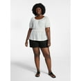 thumbnail image 2 of Terra & Sky Women's Peplum Top with Short Puff Sleeves, Sizes 0X-5X, 2 of 5